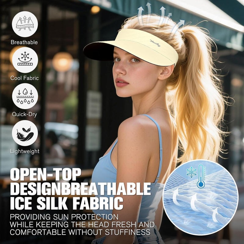 YANIKY Sun Visor for Women Wide Brim Summer UPF50+ UV Protection Seamless Sun Hats Foldable Beach Cap - Image 5